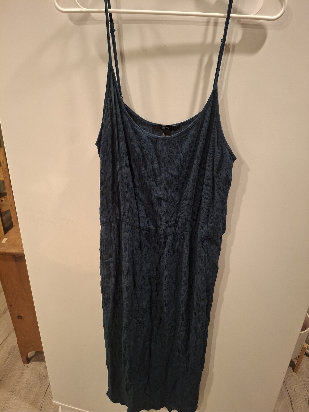 Forever 21 Dark Navy Ribbed Spaghetti-Strap Maxi Chemise